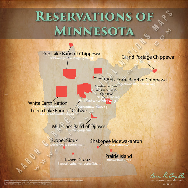 Minnesota Indian Reservation Map Poster [Native American Map Poster