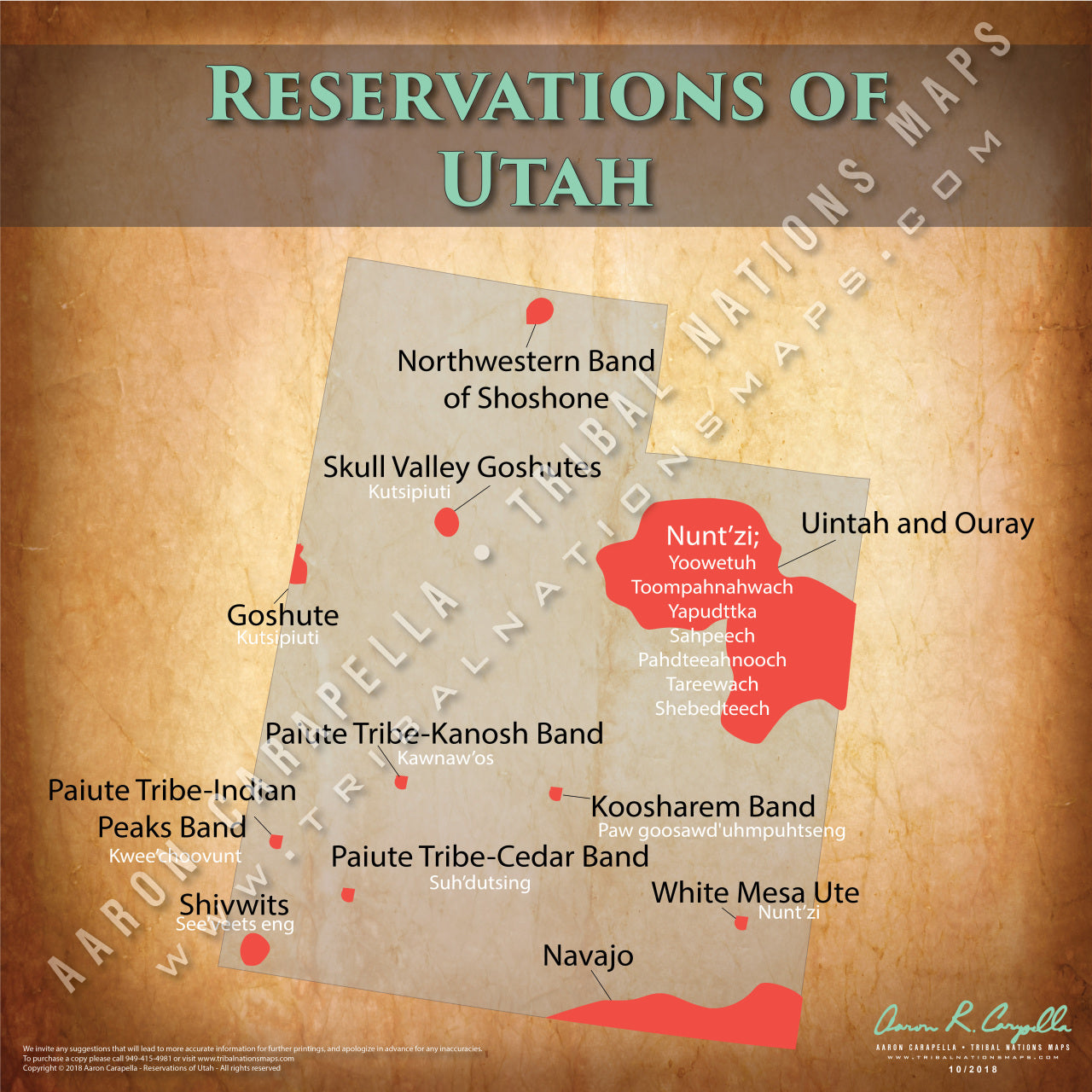 Utah Indian Reservation Map Poster [Native American Map Poster / Wall Art]