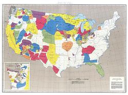 Native American Judicial Land Areas Map Poster - 51"x38"