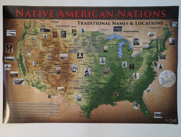 Native American Topographical Tribal Map Poster