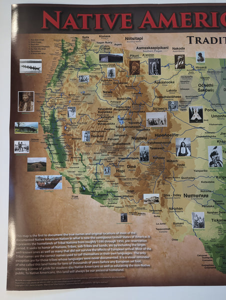 Indigen Map Indian Tribes Topographical Map Poster (Native American Tribes Wall Map ...