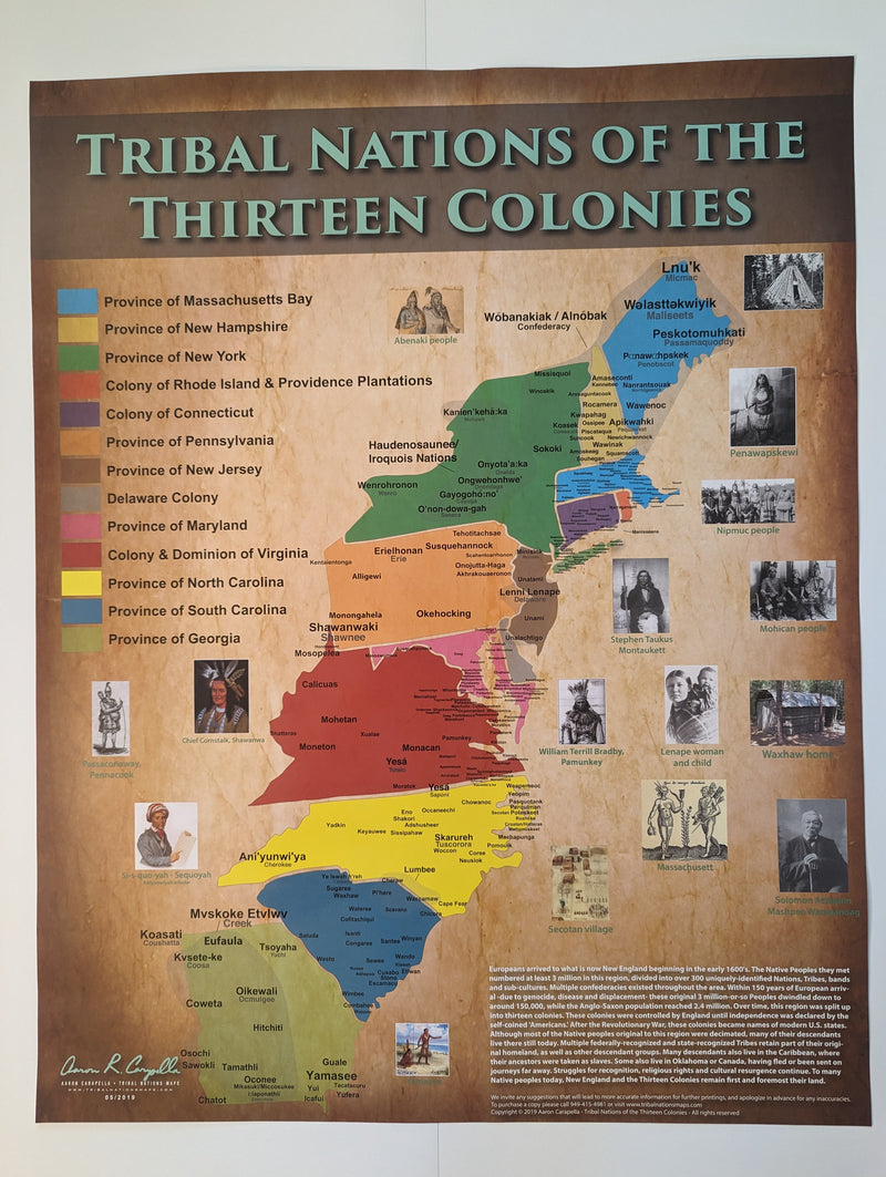 13 colonies map labeled