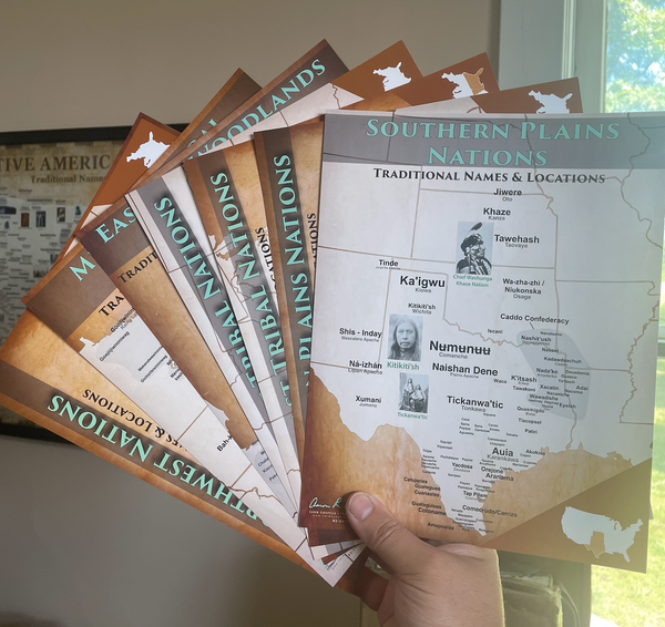 Set of US Tribal Postcard 8.5"x11" — pre-contact Native American tribal homeland map poster