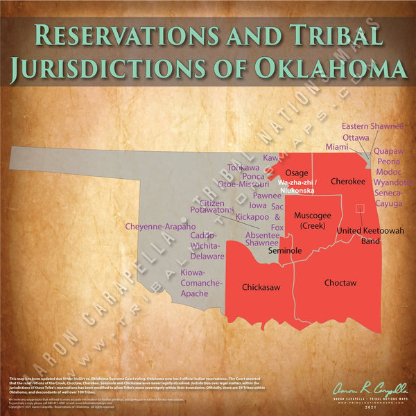 Oklahoma Indian Reservation Map Poster [Native American Map Poster / Wall Art]
