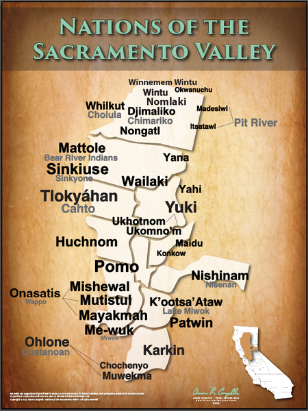Tribal Nations of the Sacramento Valley - 18"x24" — pre-contact Native American tribal homeland map poster