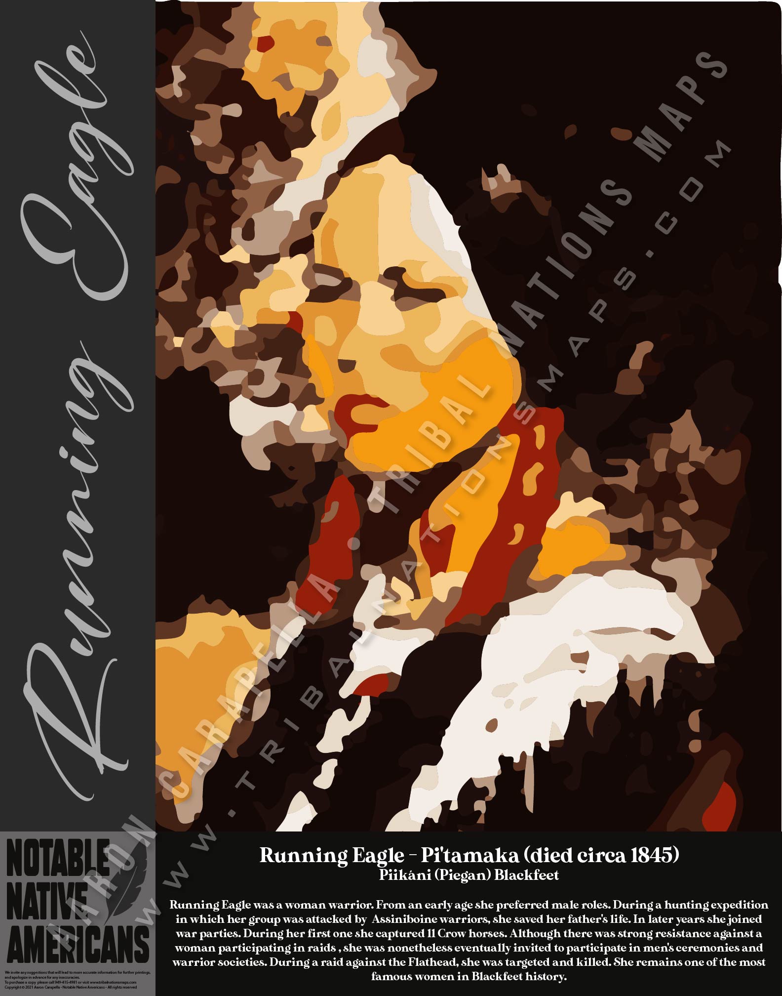 Running Eagle — Native American historical figure portrait poster