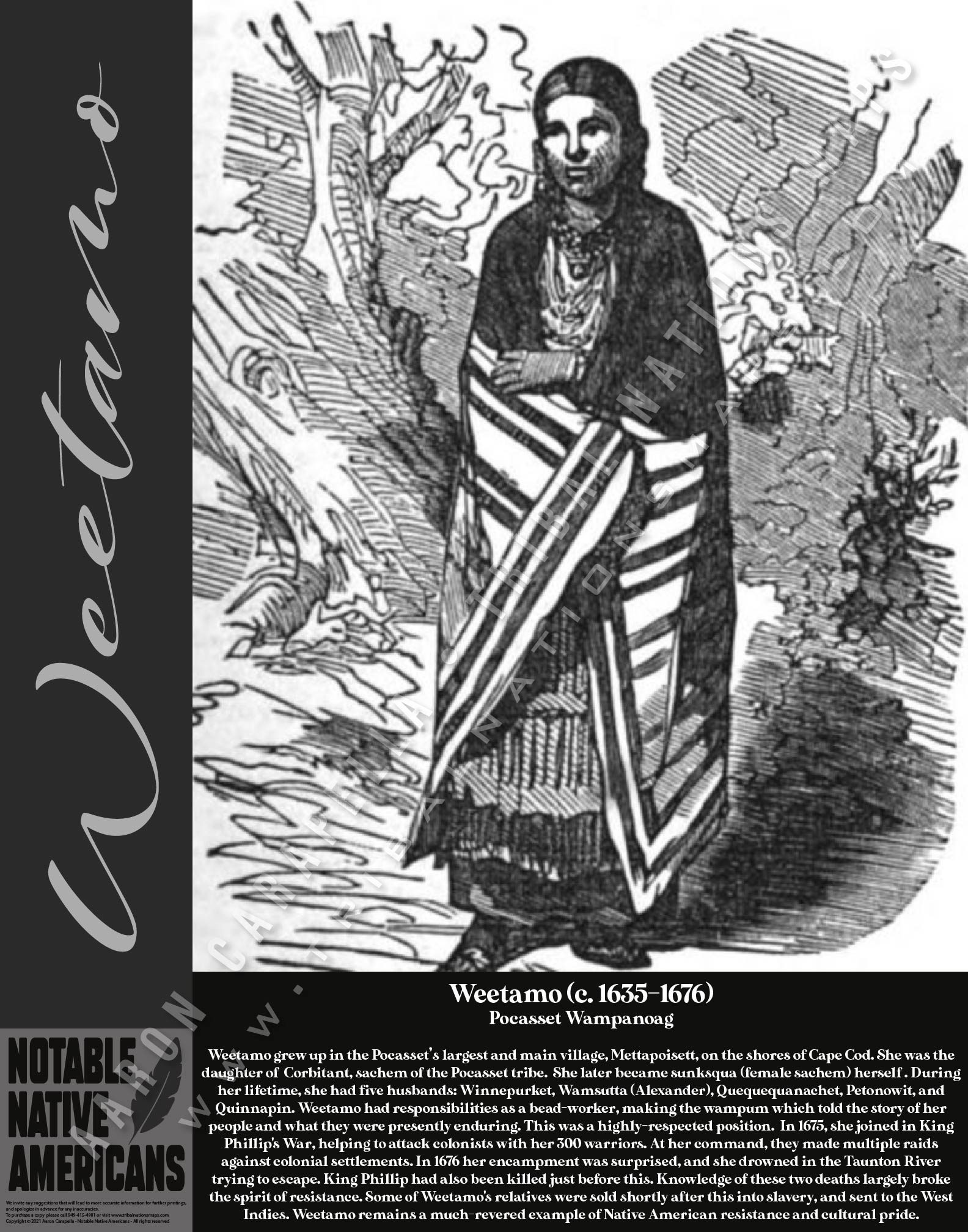 Weetamo — Native American historical figure portrait poster