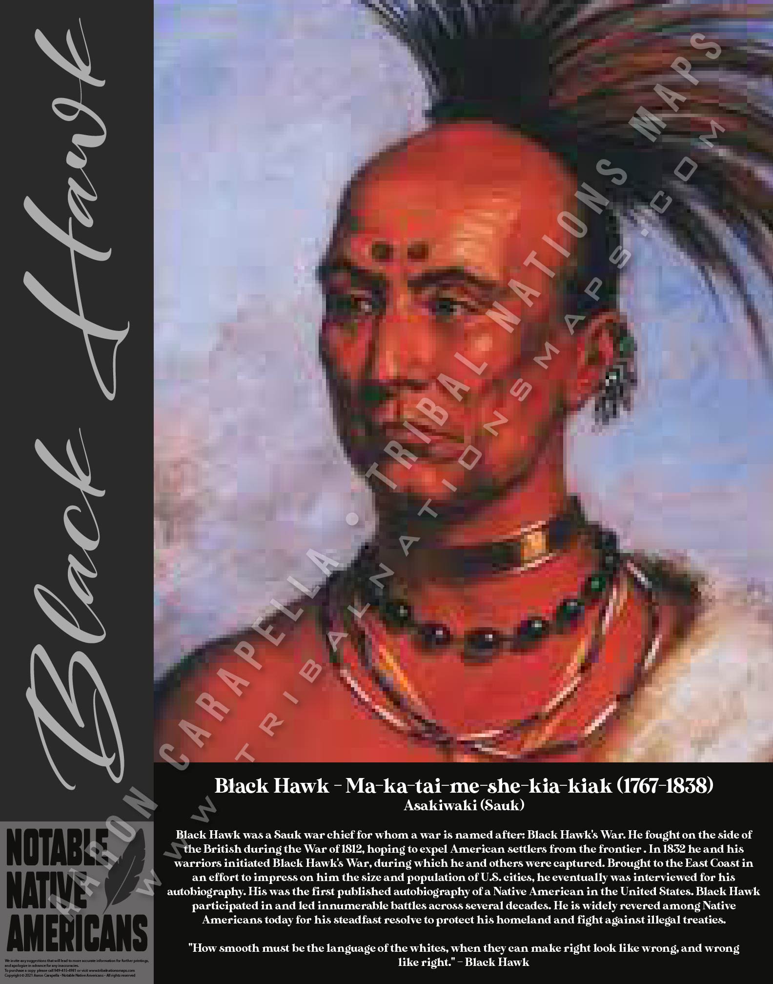 Black Hawk — Native American historical figure portrait poster