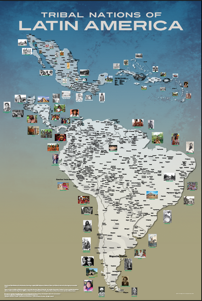 Tribal Nations of Latin America - 35"x52" - Canvas — pre-contact Native American tribal homeland map poster