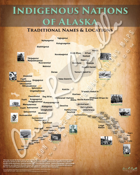 Native American tribes map of Alaska showing pre-contact indigenous tribal homelands