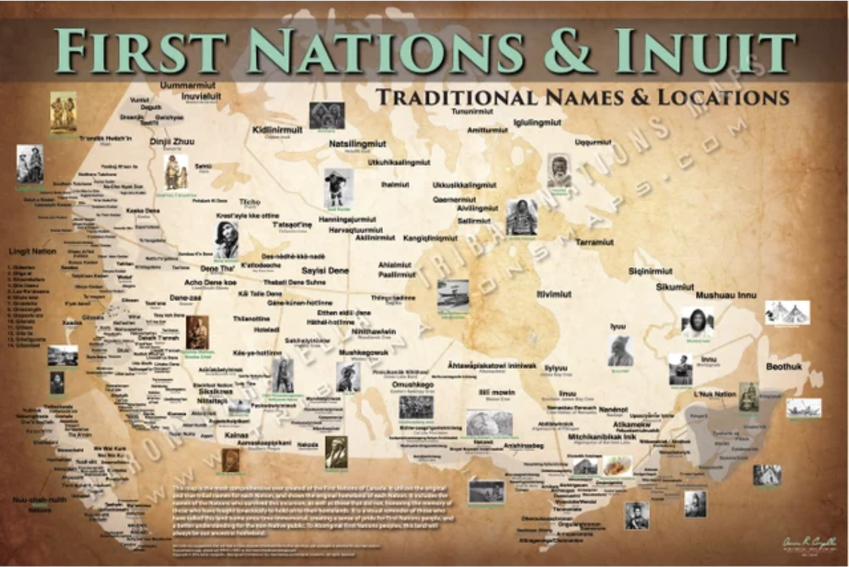 (10 POSTER PACK) Canada - 24"x36" — pre-contact Native American tribal homeland map poster