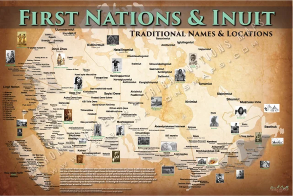 (10 POSTER PACK) Canada - 24"x36" — pre-contact Native American tribal homeland map poster