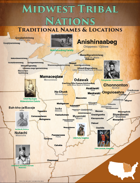 Midwest Nations - 16"x20" Puzzle — Native American educational map puzzle