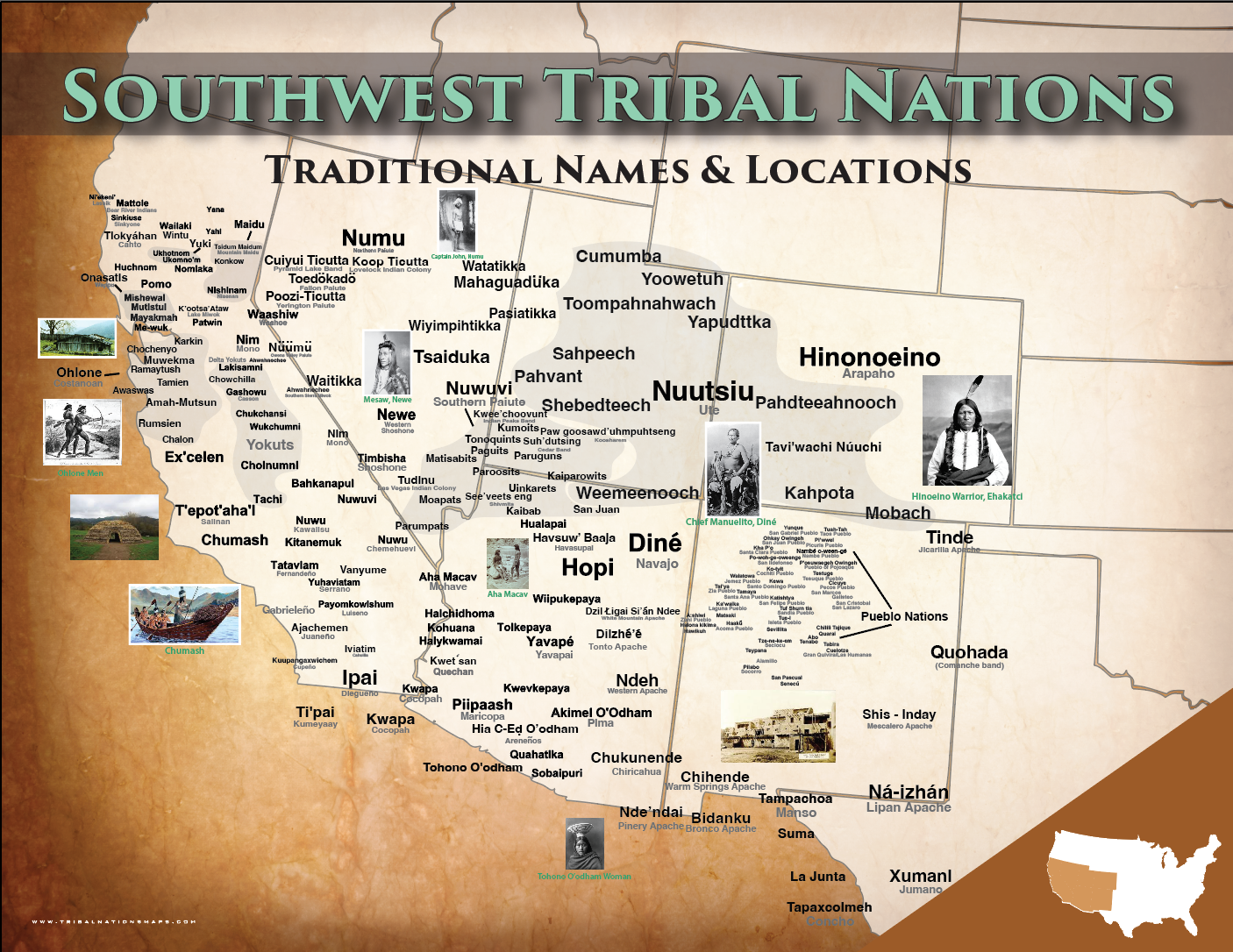 Southwest Nations - 16"x20" Puzzle — Native American educational map puzzle