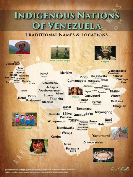 Indigenous Nations of Venezuela - 18"x24" — pre-contact Native American tribal homeland map poster