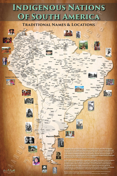 Indigenous Nations of South America - 24"x36" - Deals ! — pre-contact Native American tribal homeland map poster