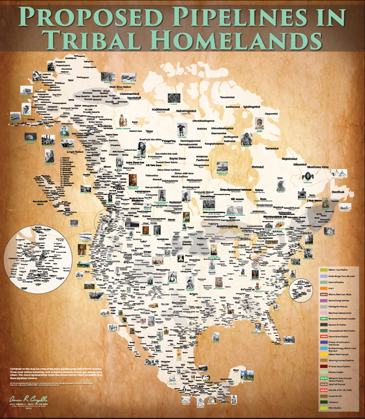 Proposed Pipeline in Tribal Homelands - 48"x55" - Deals ! — pre-contact Native American tribal homeland map poster