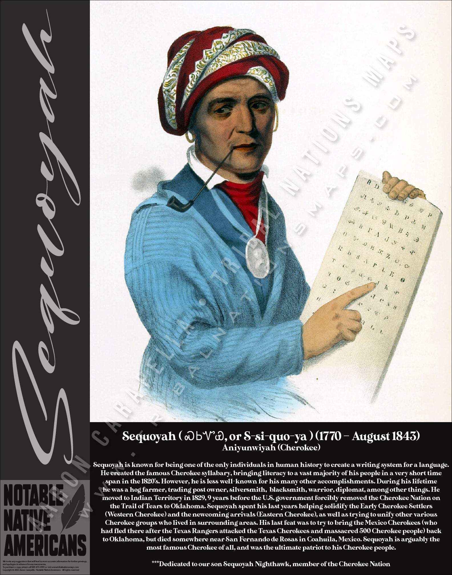Sequoyah — Native American historical figure portrait poster
