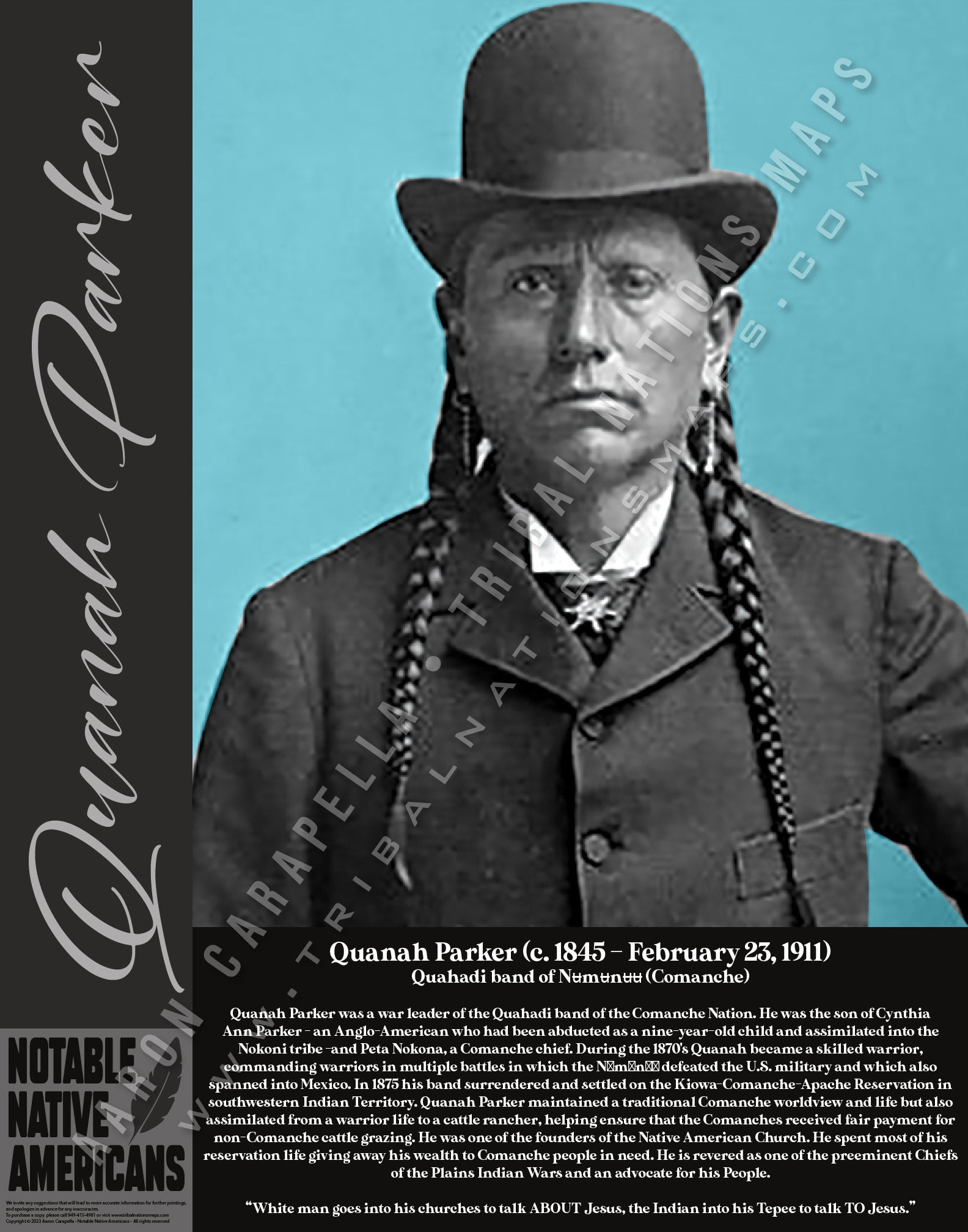 Quanah Parker — Native American historical figure portrait poster