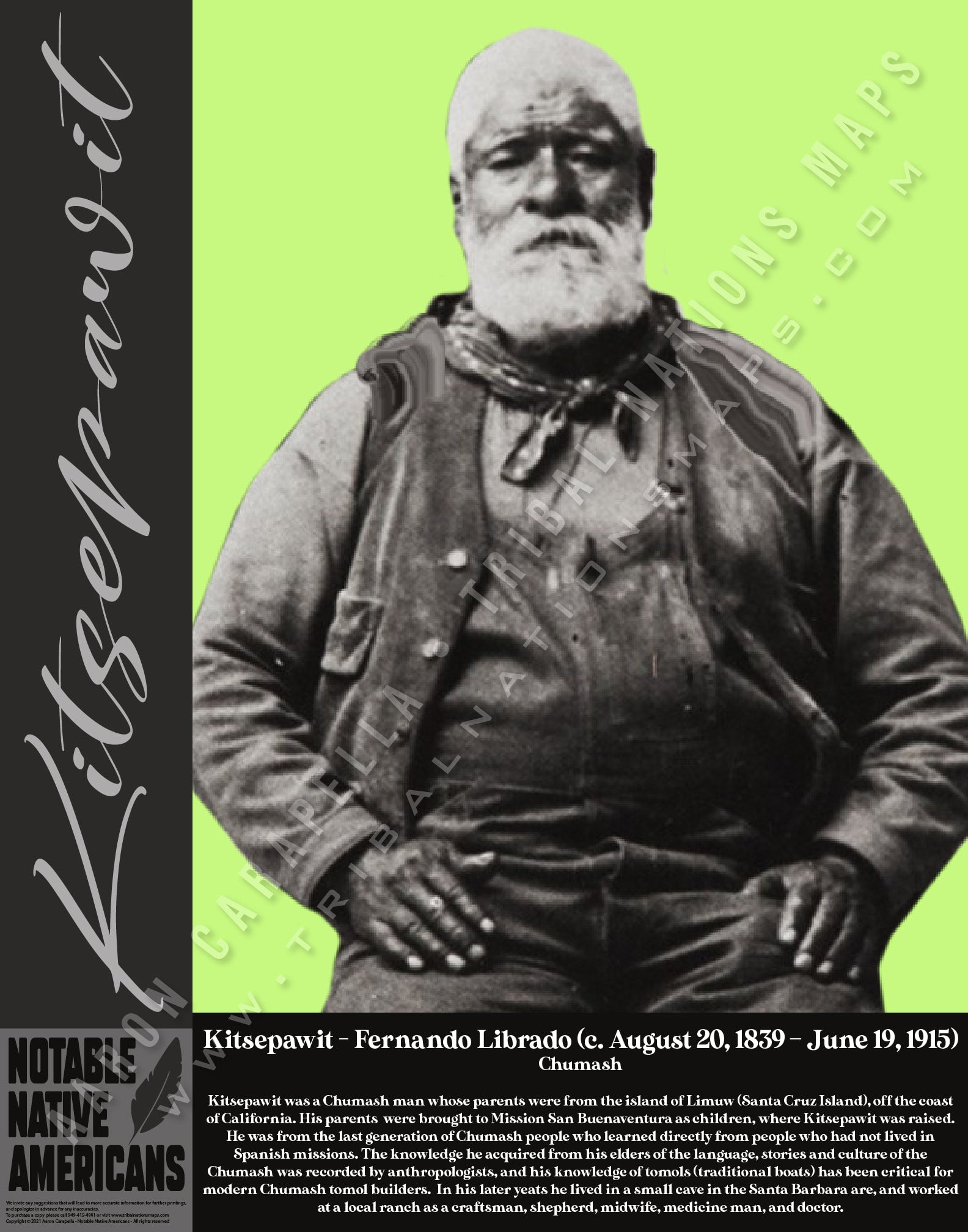 Kitsepawit - Fernando Librado — Native American historical figure portrait poster