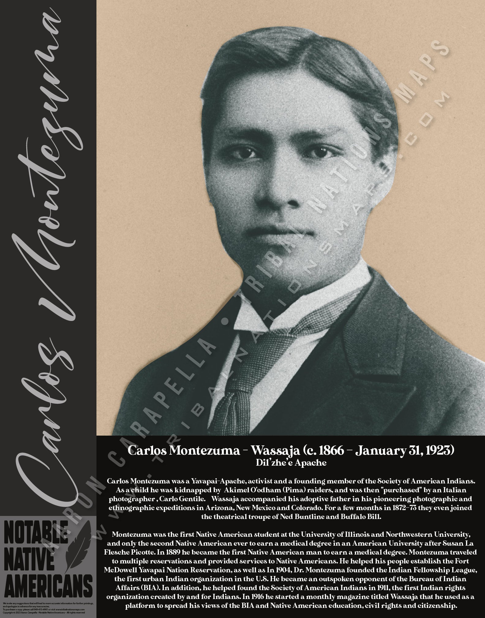 Carlos Montezuma - Wassaja — Native American historical figure portrait poster