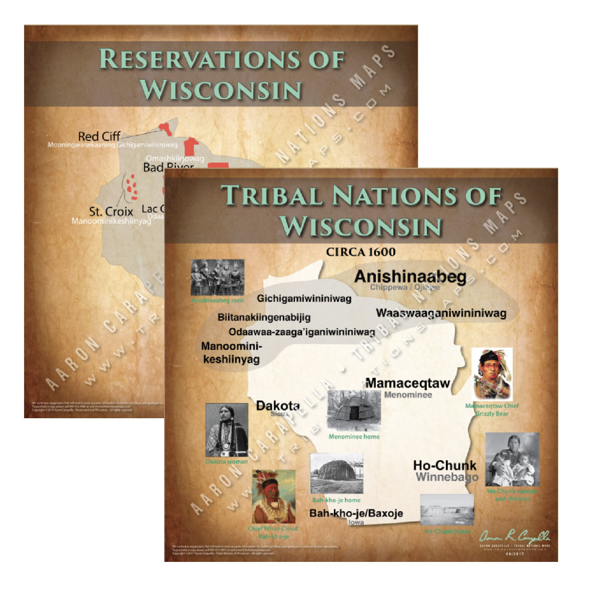 Native American tribes map of Wisconsin showing pre-contact indigenous tribal homelands