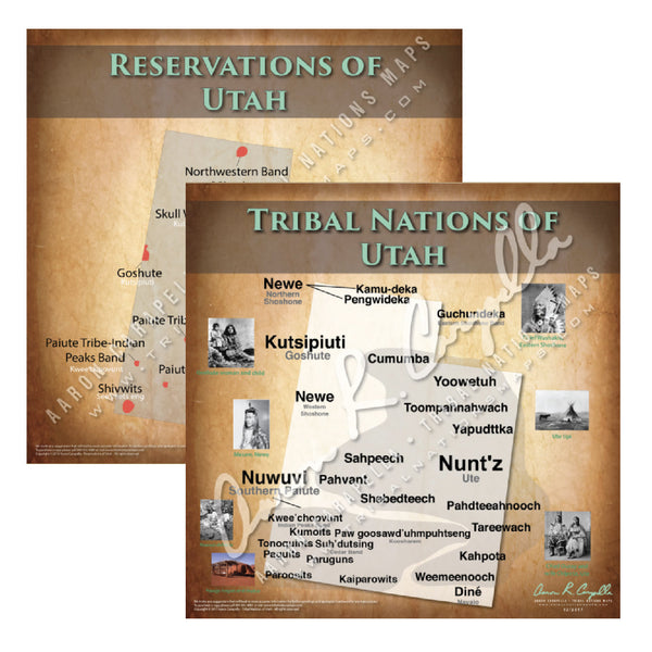 Native American tribes map of Utah showing pre-contact indigenous tribal homelands