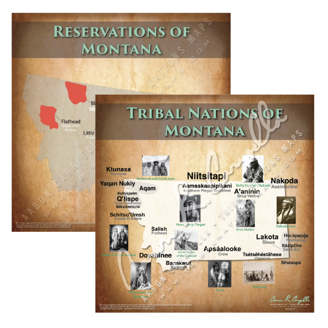 Native American tribes map of Montana showing pre-contact indigenous tribal homelands