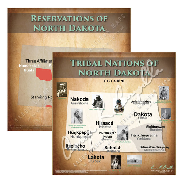 Native American tribes map of North Dakota showing pre-contact indigenous tribal homelands