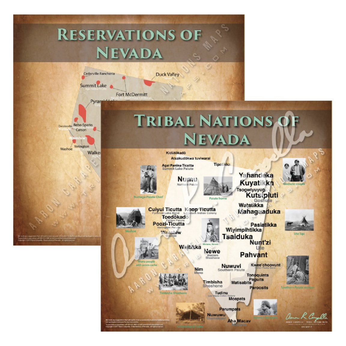 Native American tribes map of Nevada showing pre-contact indigenous tribal homelands