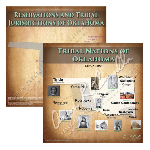 Native American tribes map of Oklahoma showing pre-contact indigenous tribal homelands
