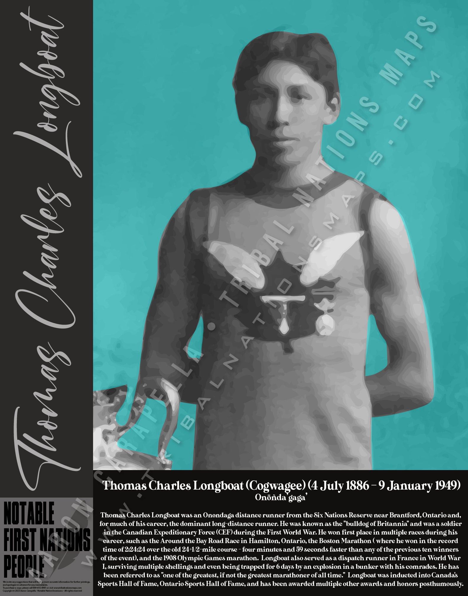 Thomas Charles Longboat — Native American historical figure portrait poster