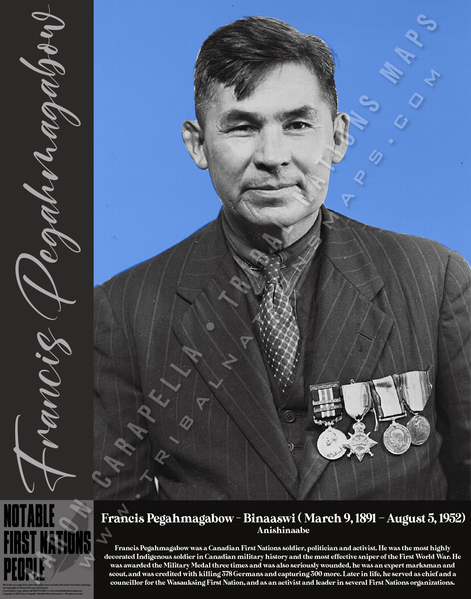 Francis Pegahmagabow - Binaaswi — Native American historical figure portrait poster