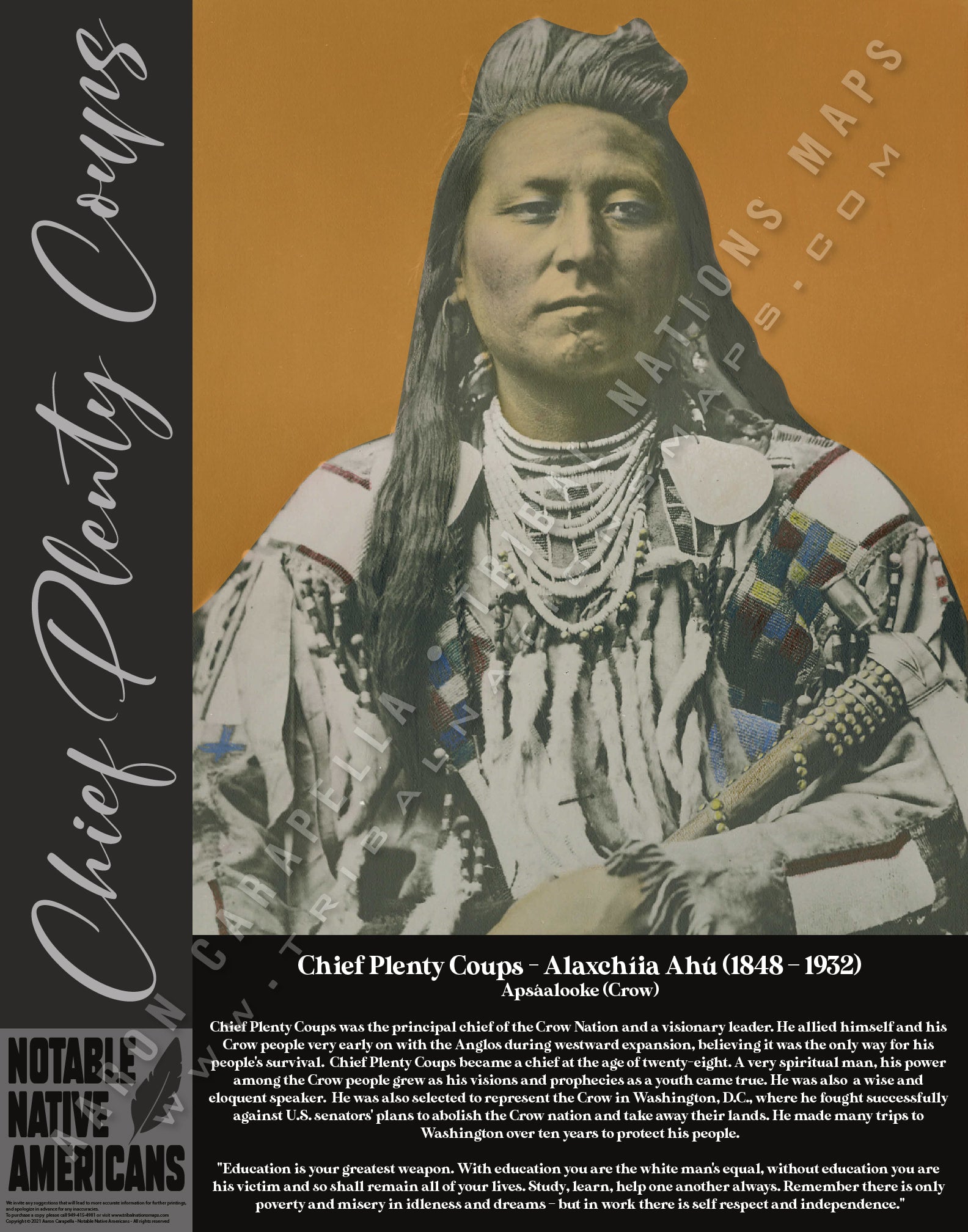 Chief Plenty Coups - Alaxchíia Ahú — Native American historical figure portrait poster