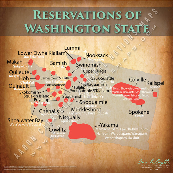 Washington Indian Reservation Map Poster [Native American Map Poster / Wall Art]