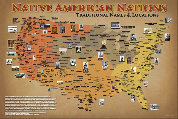 Native America - Custom Color - 24"x36" — pre-contact Native American tribal homeland map poster