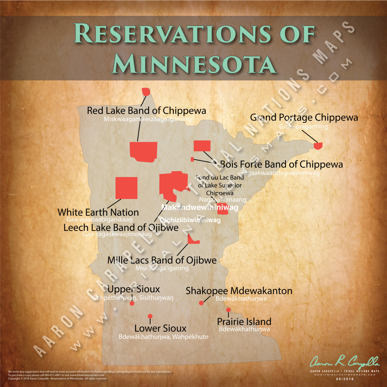 Minnesota Indian Reservation Map Poster [Native American Map Poster / Wall Art]