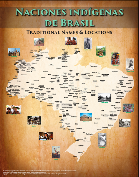 (SPANISH) Indigenous Nations of Brazil - Naciones indígenas de BrasilNaciones indígenas de Brasil - 22"x28" — pre-contact Native American tribal homeland map poster