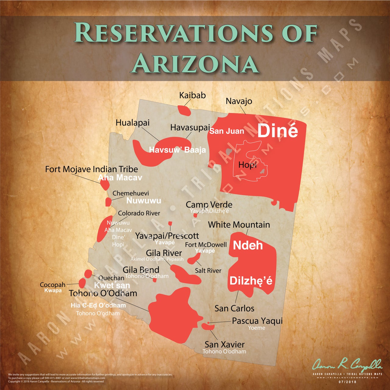 Arizona Indian Reservation Map Poster [Native American Map Poster / Wall Art]