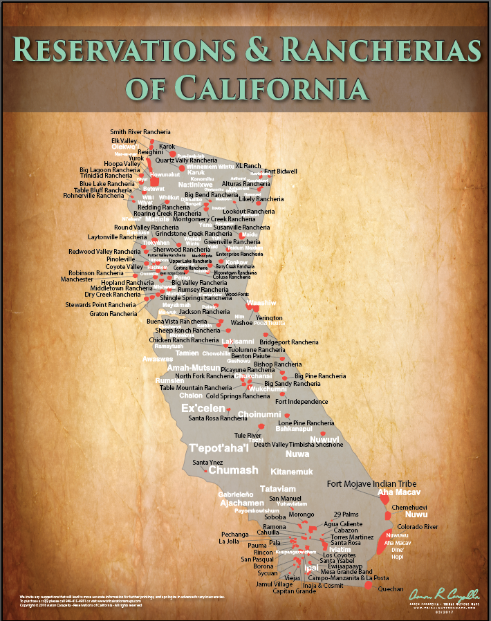 California Indian Reservation Map Poster [Native American Map Poster / Wall Art]