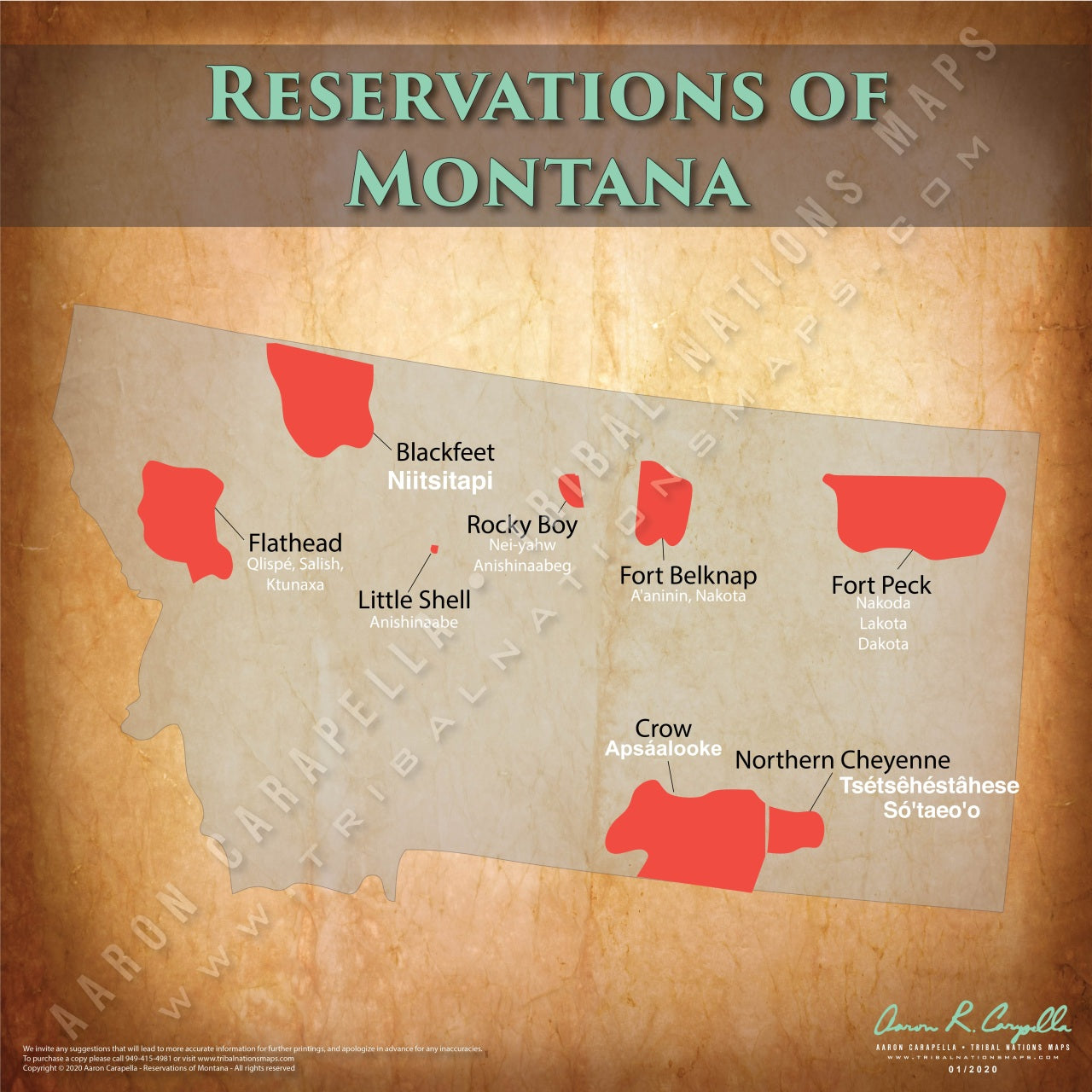 Montana Indian Reservation Map Poster [Native American Map Poster / Wall Art]