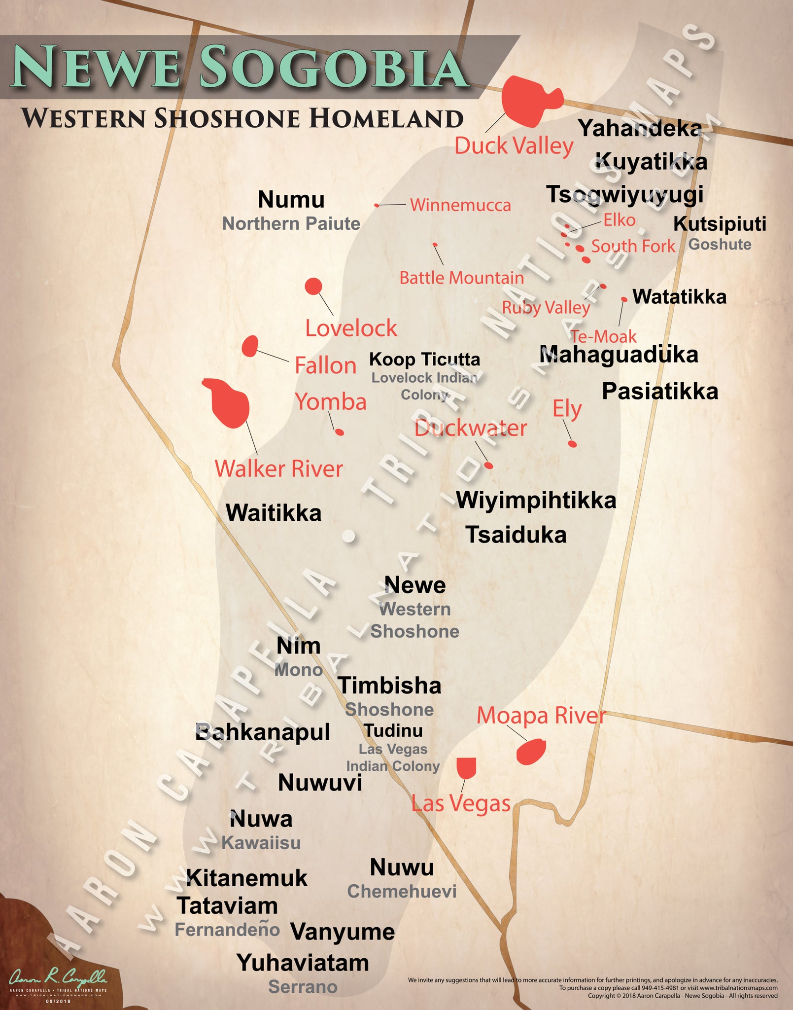 Newe Sogobia - Western Shoshonie Homeland - 22"x28" — pre-contact Native American tribal homeland map poster
