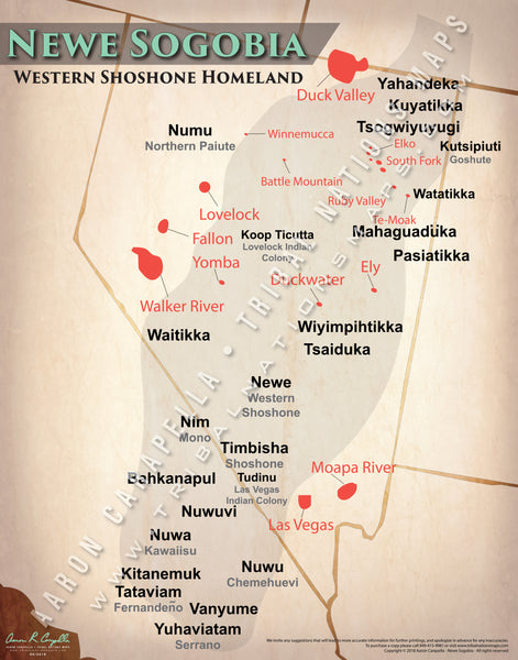 Newe Sogobia - Western Shoshonie Homeland - 22"x28" — pre-contact Native American tribal homeland map poster