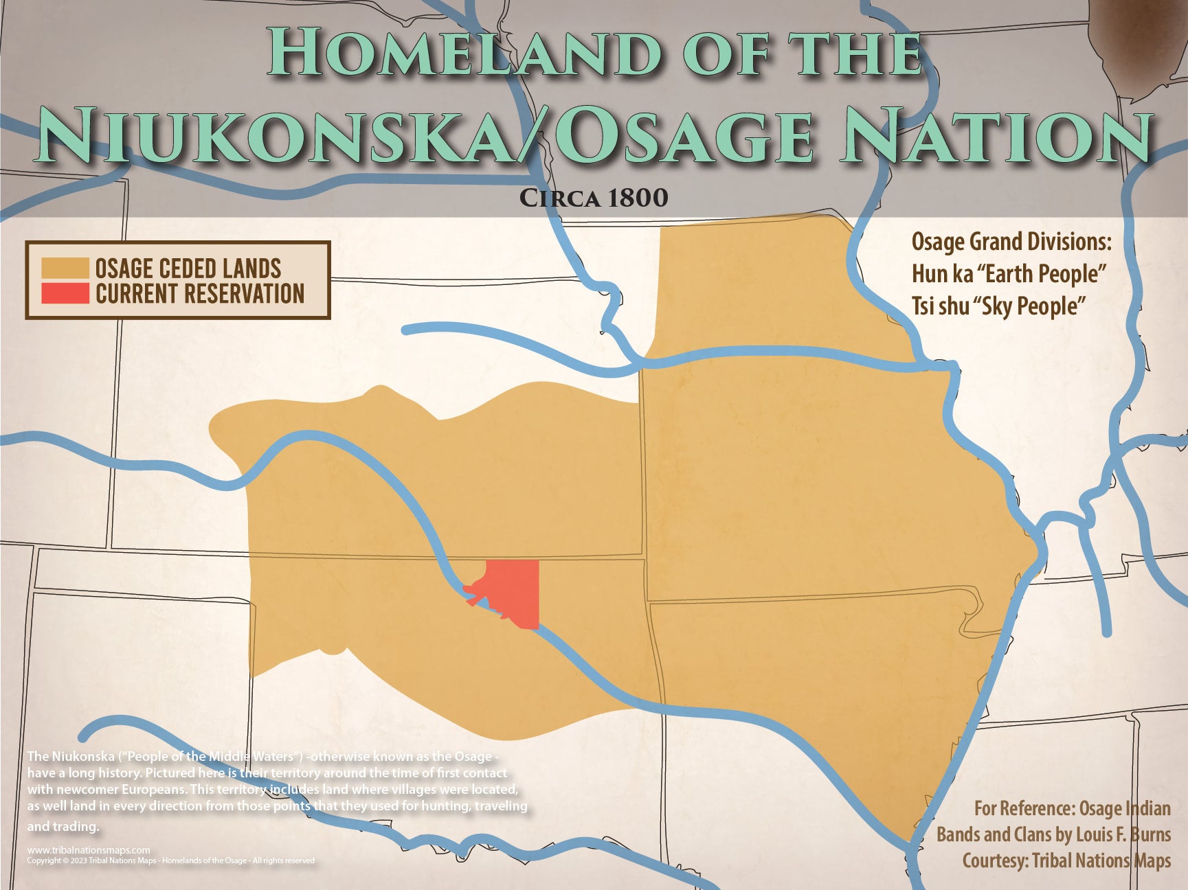 Homelands of the Osage Nation - 18"x24" — pre-contact Native American tribal homeland map poster