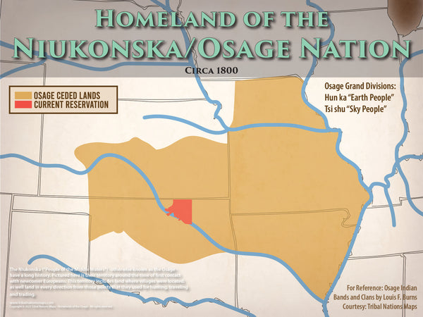 Homelands of the Osage Nation - 18"x24" — pre-contact Native American tribal homeland map poster