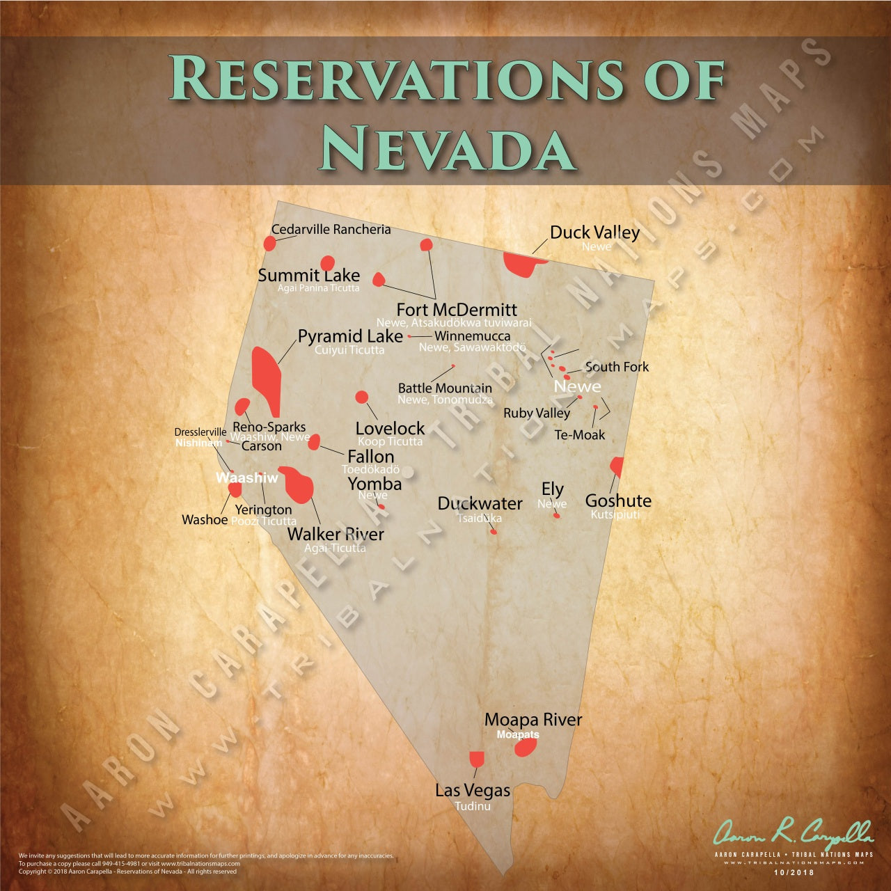 Nevada Indian Reservation Map Poster [Native American Map Poster / Wall Art]