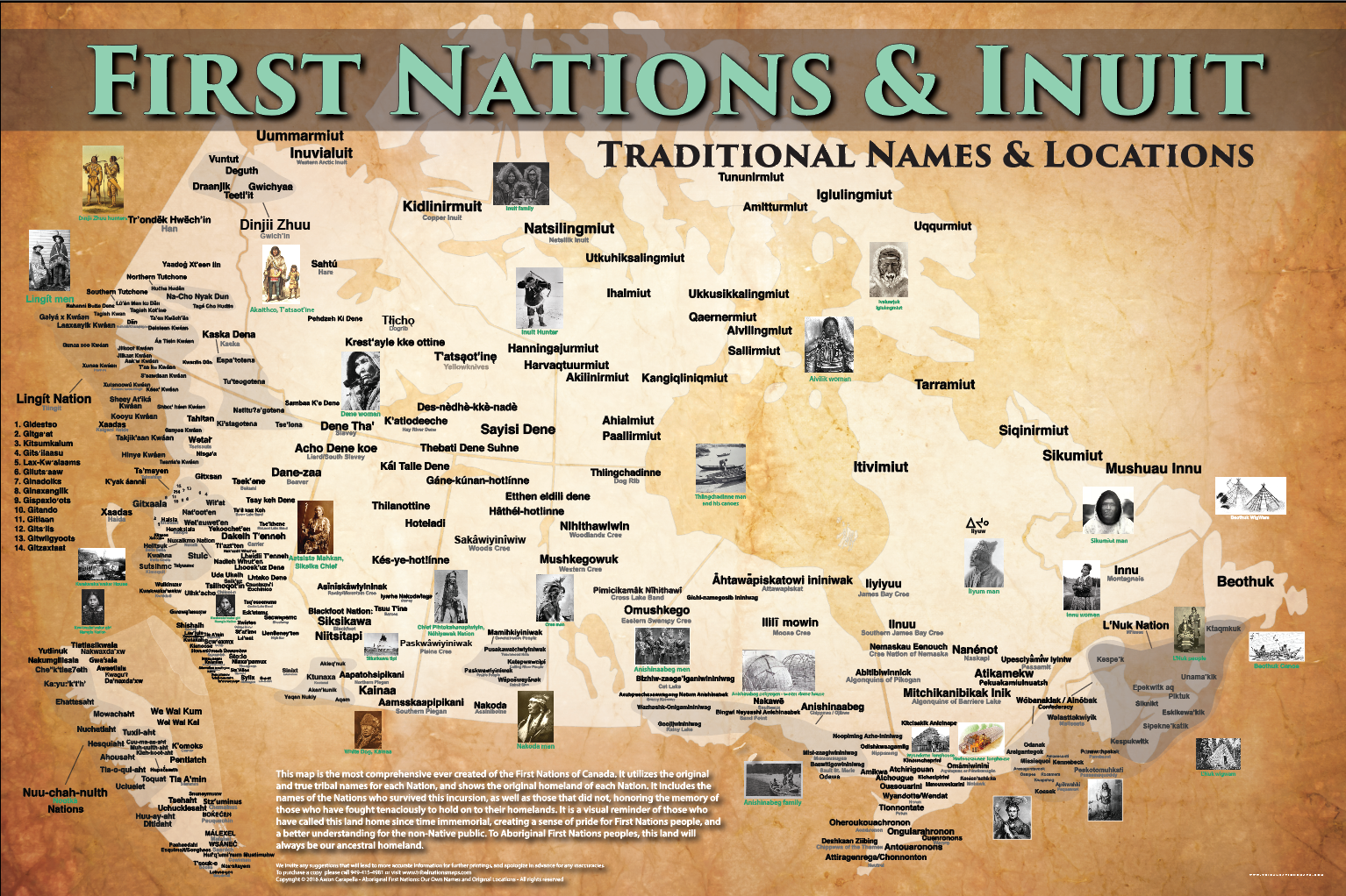 Canada - 24"x36" — pre-contact Native American tribal homeland map poster