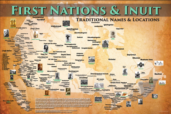 Canada - 24"x36" — pre-contact Native American tribal homeland map poster