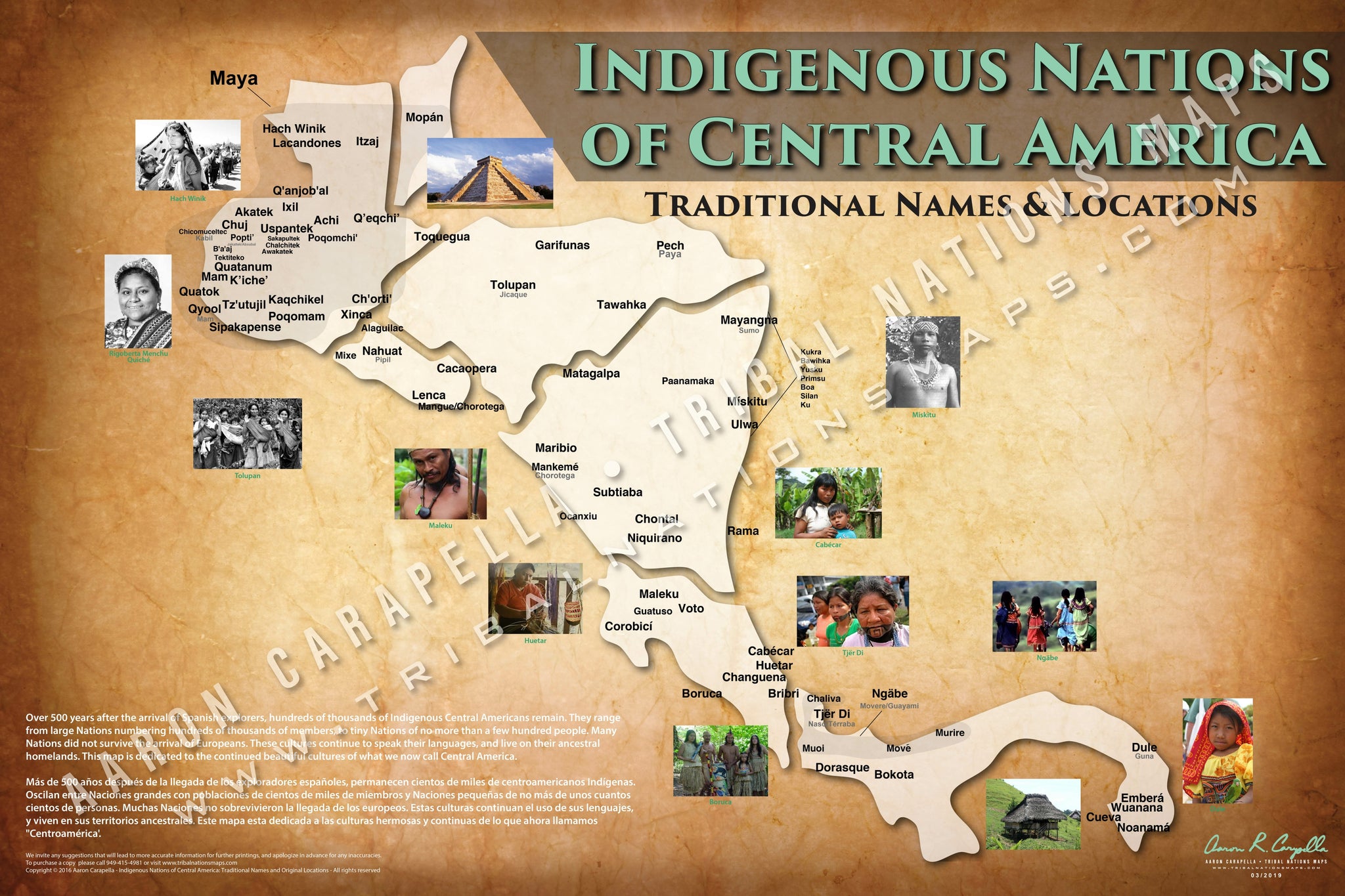 Central America - 35"x52" — pre-contact Native American tribal homeland map poster