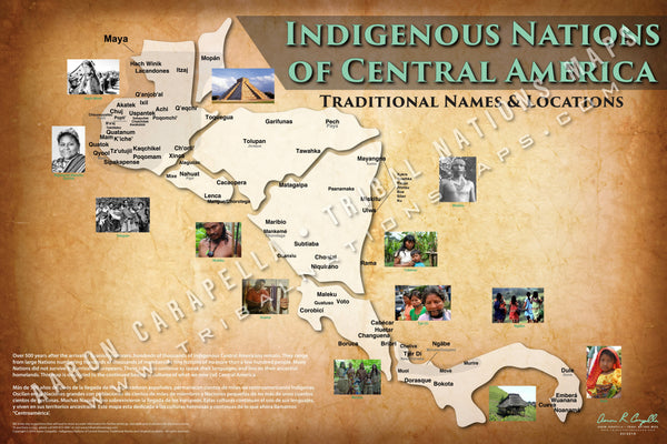 Central America - 35"x52" — pre-contact Native American tribal homeland map poster